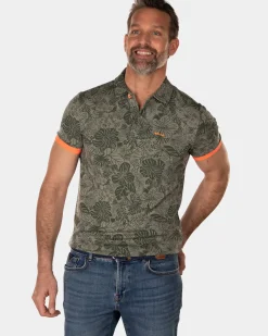 Lyocell bloemenprint polo - High Summer Army