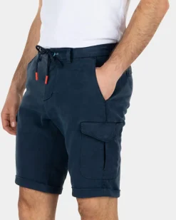 Lyocell katoenen cargo korte broek - Key Navy