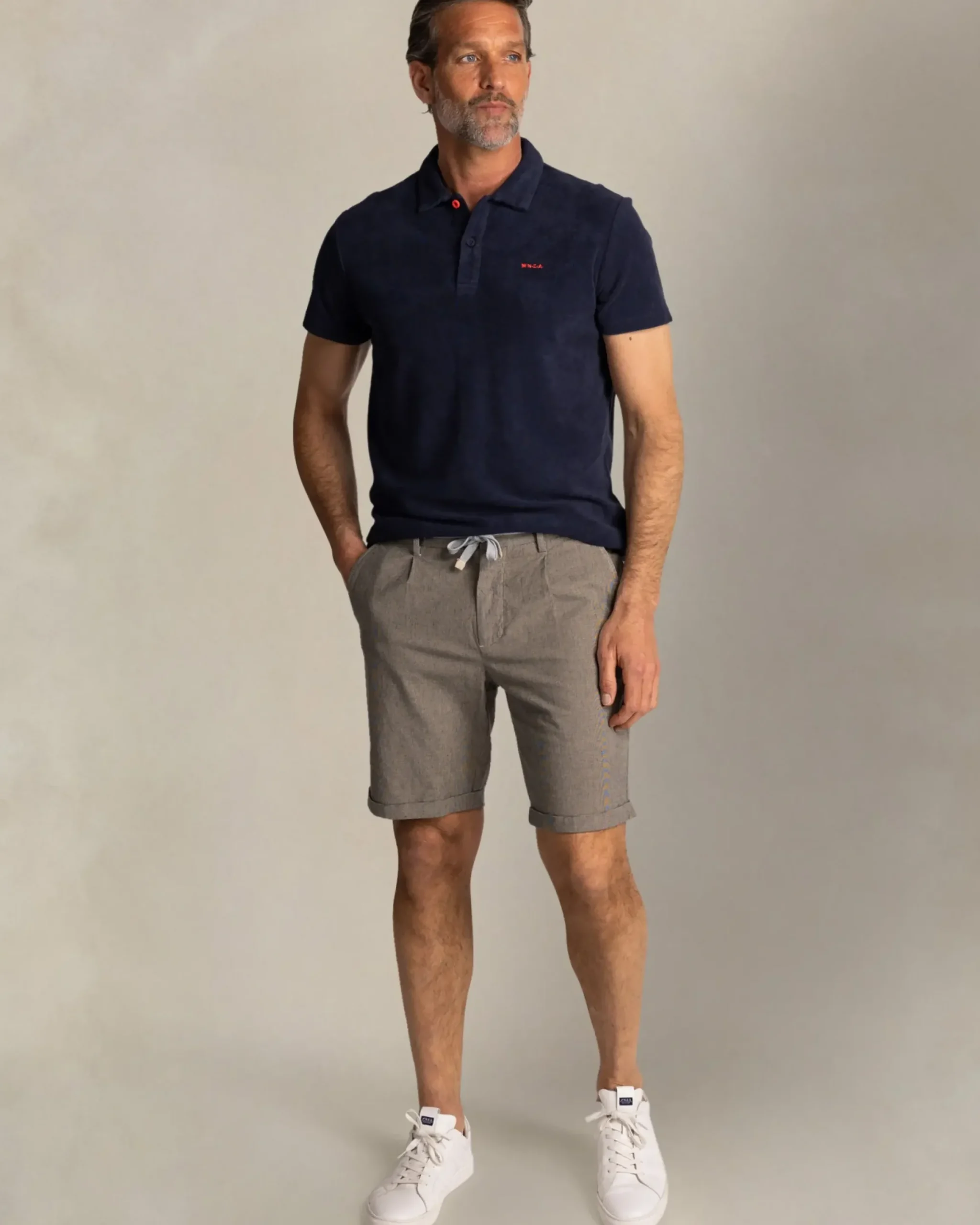 Navy badstof polo