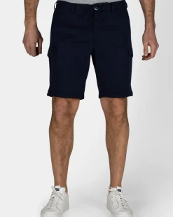 Navy cargo short met stretch