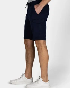 Navy cargo short met stretch