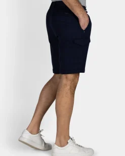 Navy cargo short met stretch