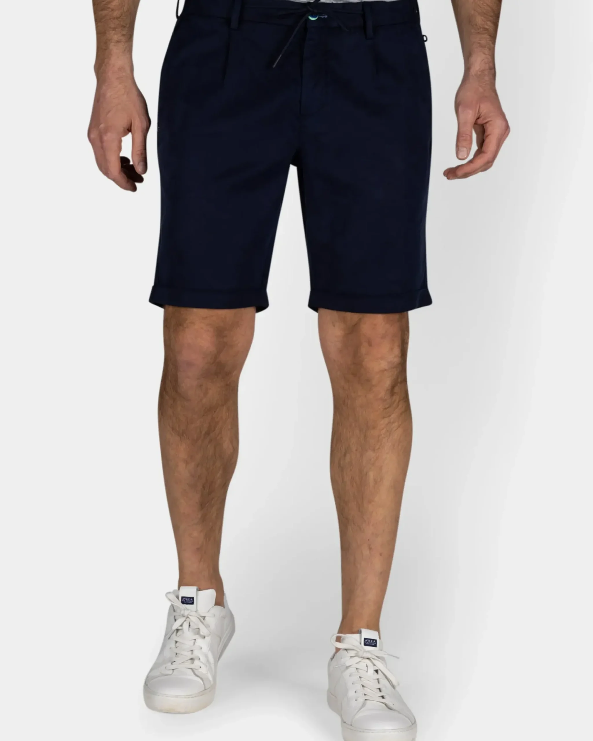 Navy chino short met stretch