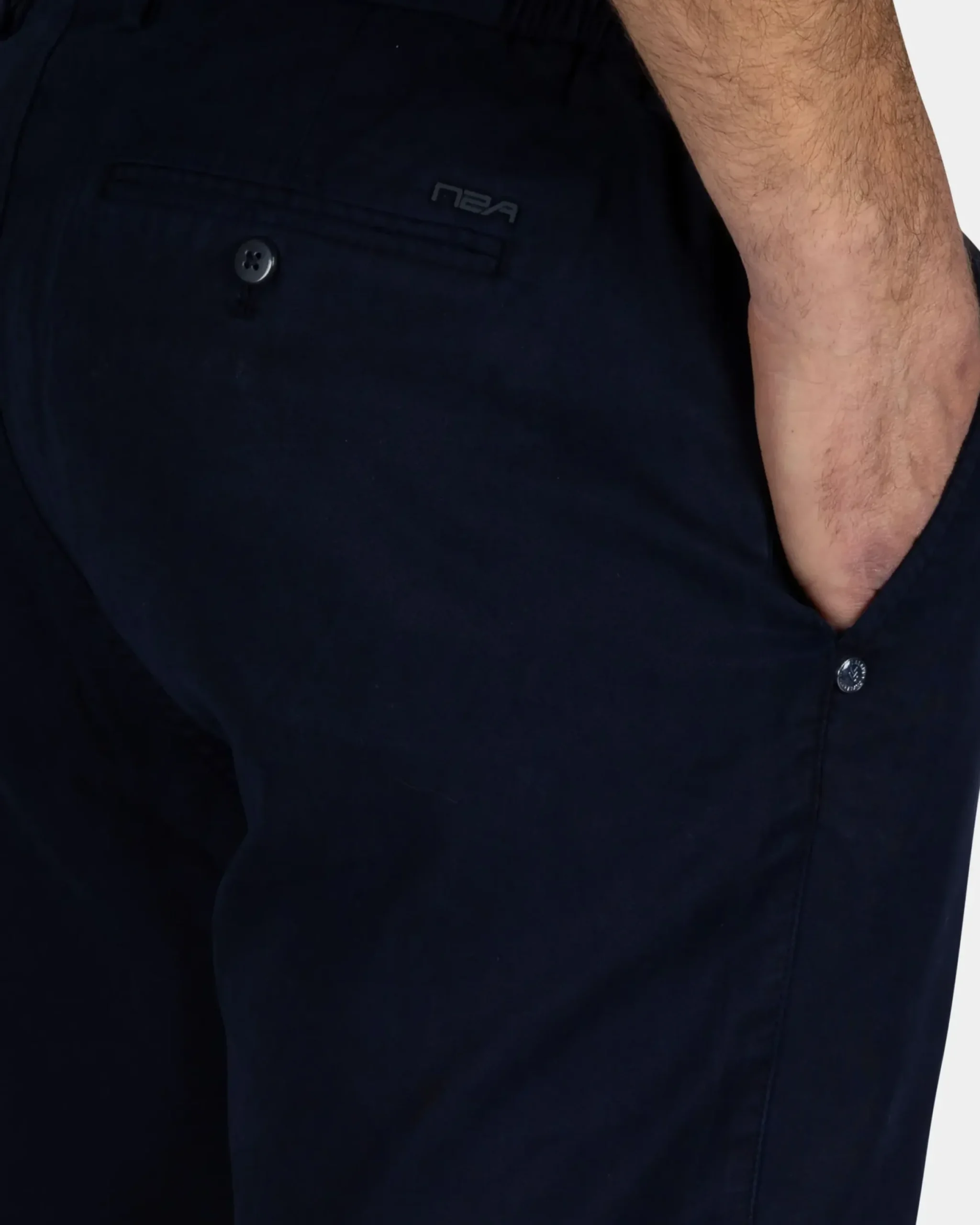Navy chino short met stretch