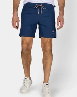 Navy effen zwembroek met lycra binnenbroek