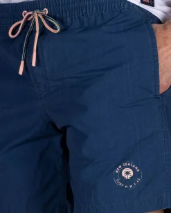 Navy effen zwembroek met lycra binnenbroek