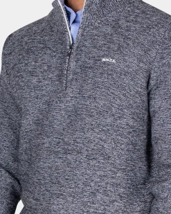 Navy gebreide pullover met halve rits - Winter Navy