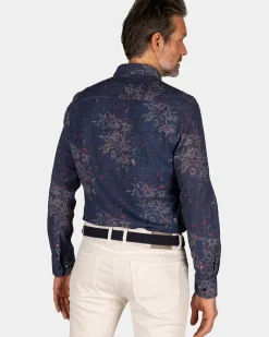 Navy geprint overhemd