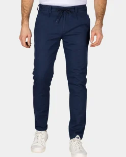 Navy katoenen chino met stretch
