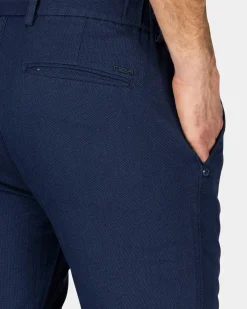 Navy katoenen chino met stretch