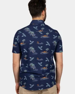 Navy overhemd met zomerse print - Ocean Navy