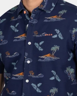Navy overhemd met zomerse print - Ocean Navy