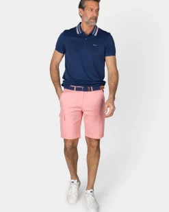 Navy polo met gestreepte kraag