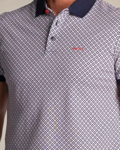 Navy polo met grafische print
