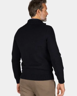 Navy pullover met gebreide print - Winter Navy