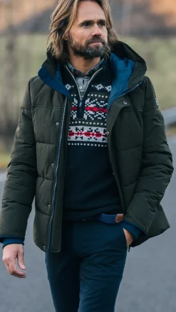 Navy pullover met gebreide print - Winter Navy
