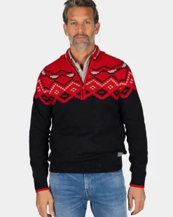 Navy trui met rode print - Reef Red