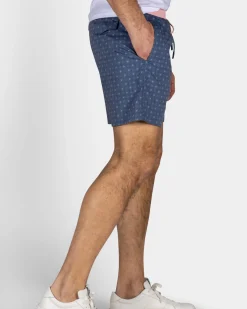 Navy zwembroek met print en lichtroze details