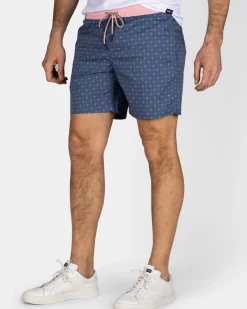Navy zwembroek met print en lichtroze details