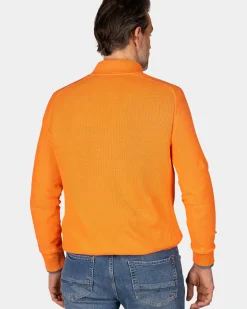 Oranje basis pullover met halve rits