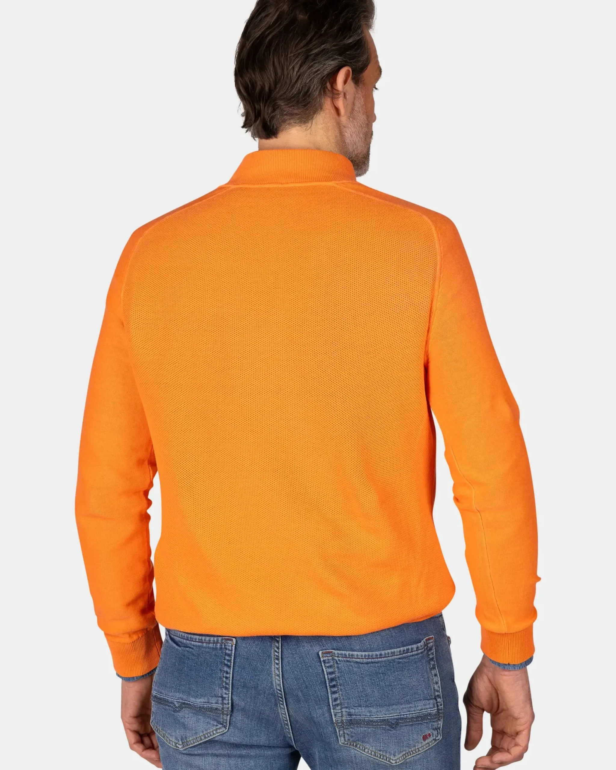 Oranje basis pullover met halve rits