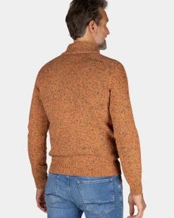 Oranje gebreide trui met halve rits - Almond Orange