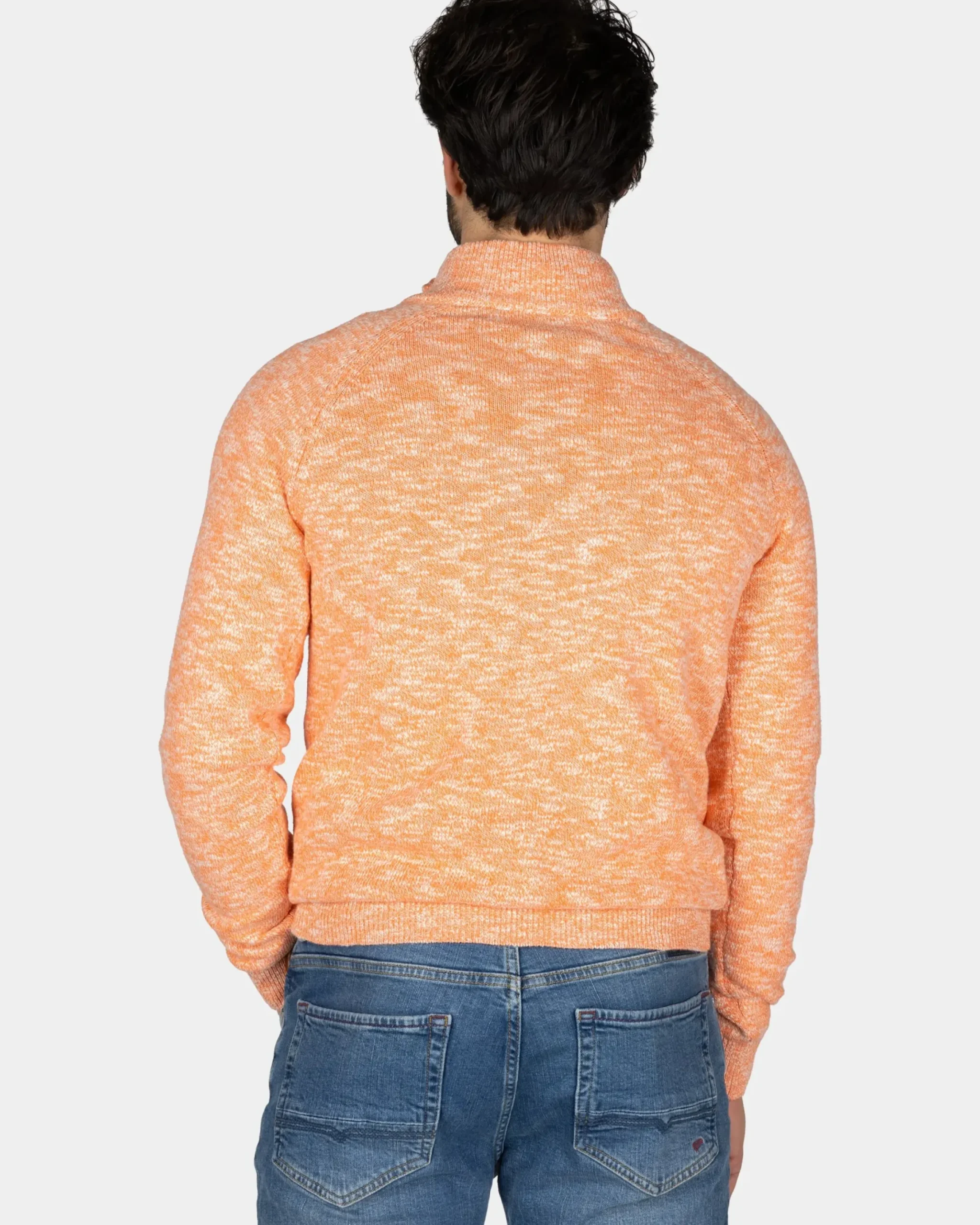 Oranje katoenen trui met halve rits
