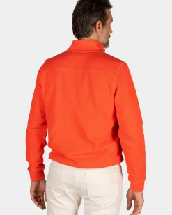 Oranje sweater met halve rits