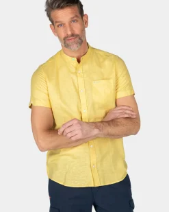 Overhemd zonder kraag met korte mouw - Iguana Yellow