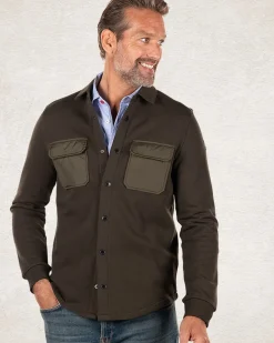 Overshirt van katoen fleece - Smoked Green