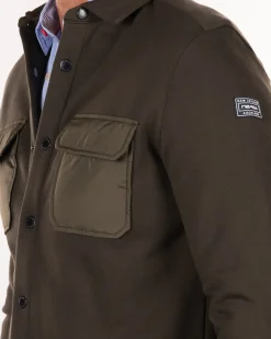 Overshirt van katoen fleece - Smoked Green