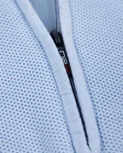 Pastelblauwe basis pullover met halve rits