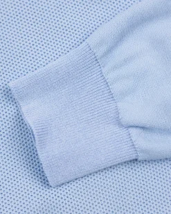 Pastelblauwe basis pullover met halve rits