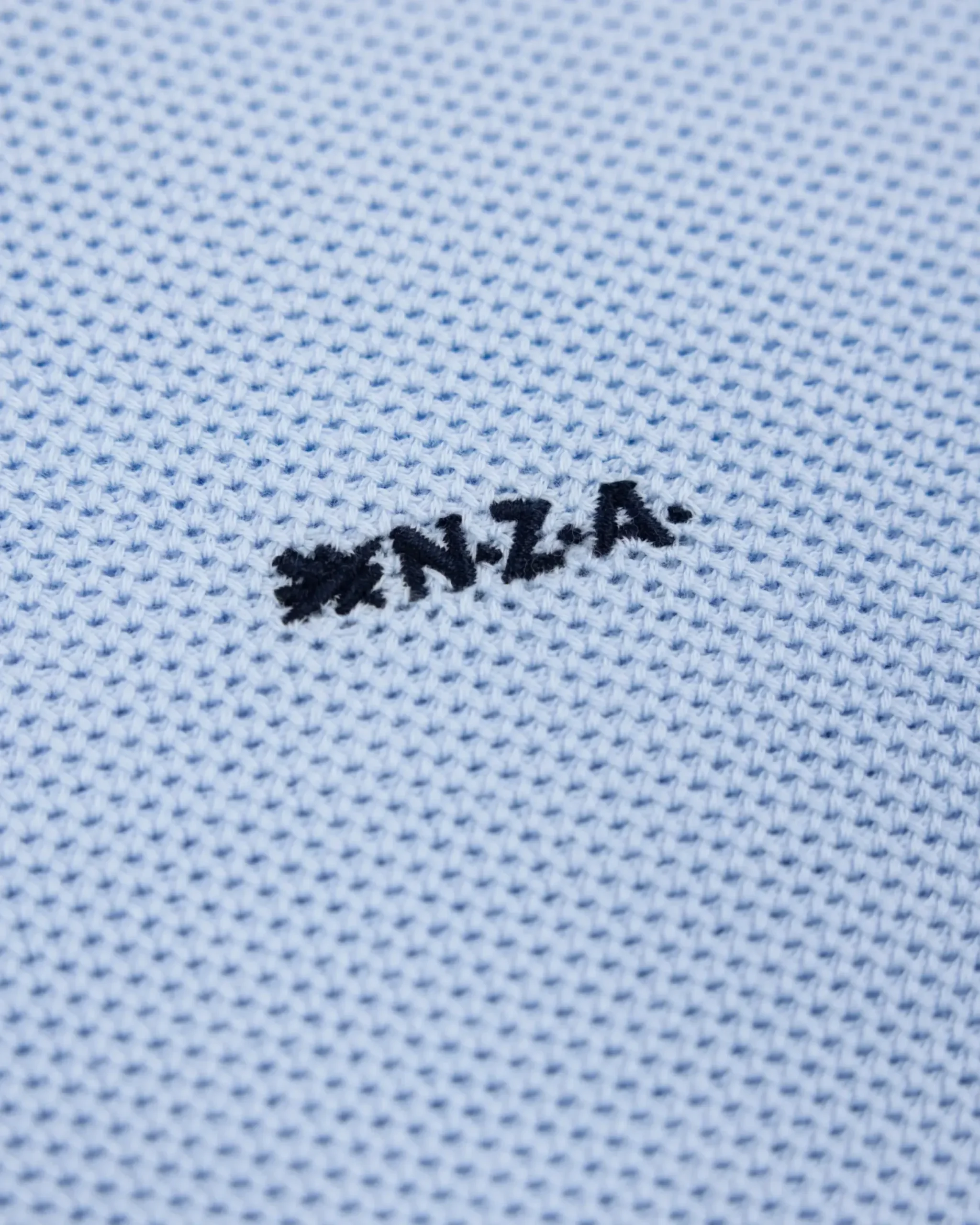 Pastelblauwe basis pullover met halve rits