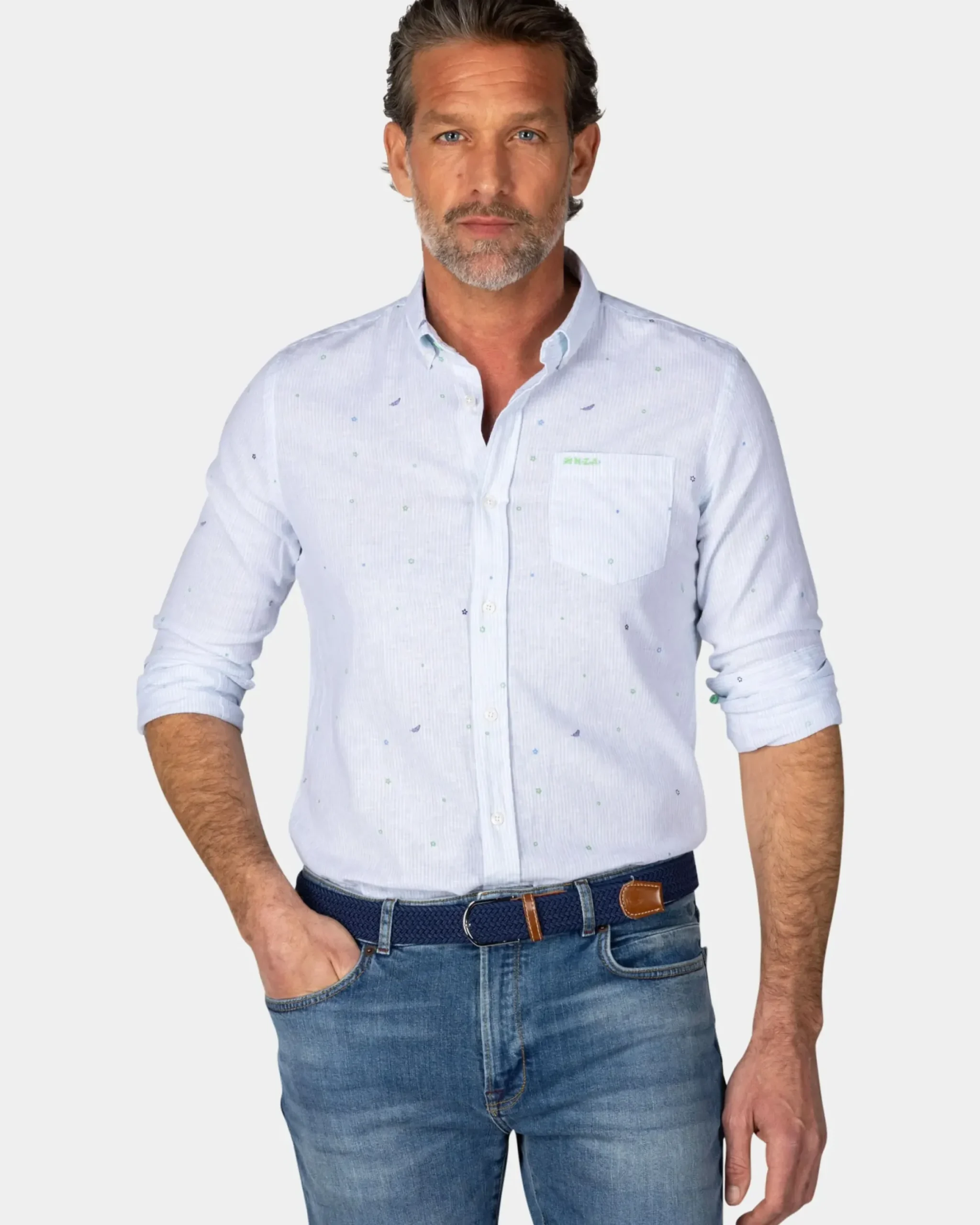 Pastelblauw overhemd met linnen