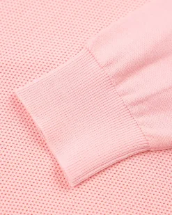 Pastelroze basis pullover met halve rits