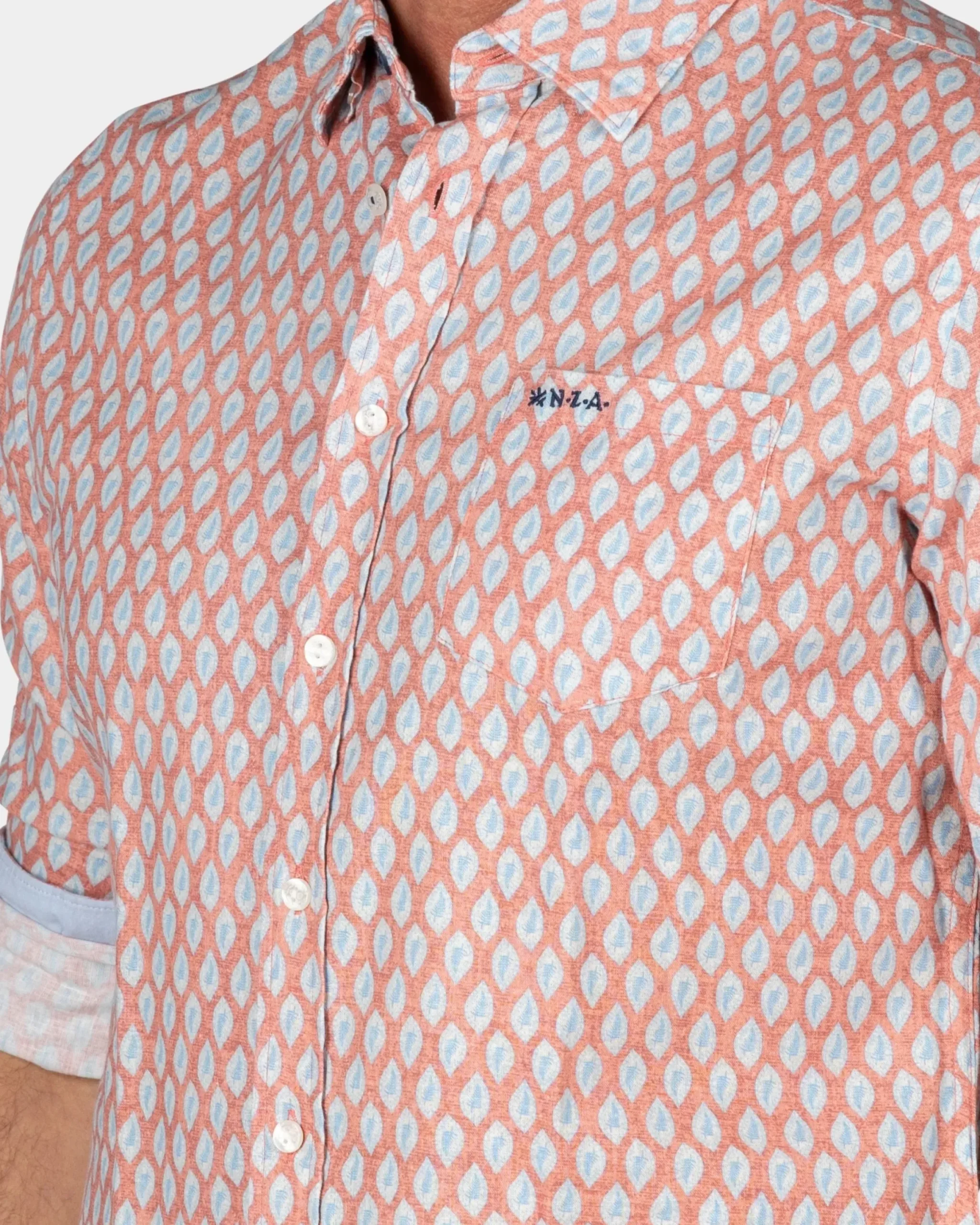 Pastelroze overhemd met grafische print