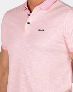 Pastelroze polo met modaal
