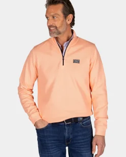 Perzikkleurige sweater met halve rits