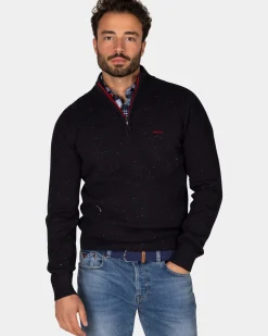 Pullover met halve rits in donkerblauw - Winter Navy