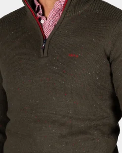 Pullover met halve rits in donkergroen - Gravel Green