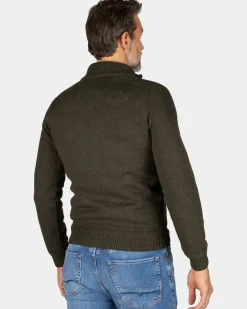 Pullover met halve rits in donkergroen - Gravel Green