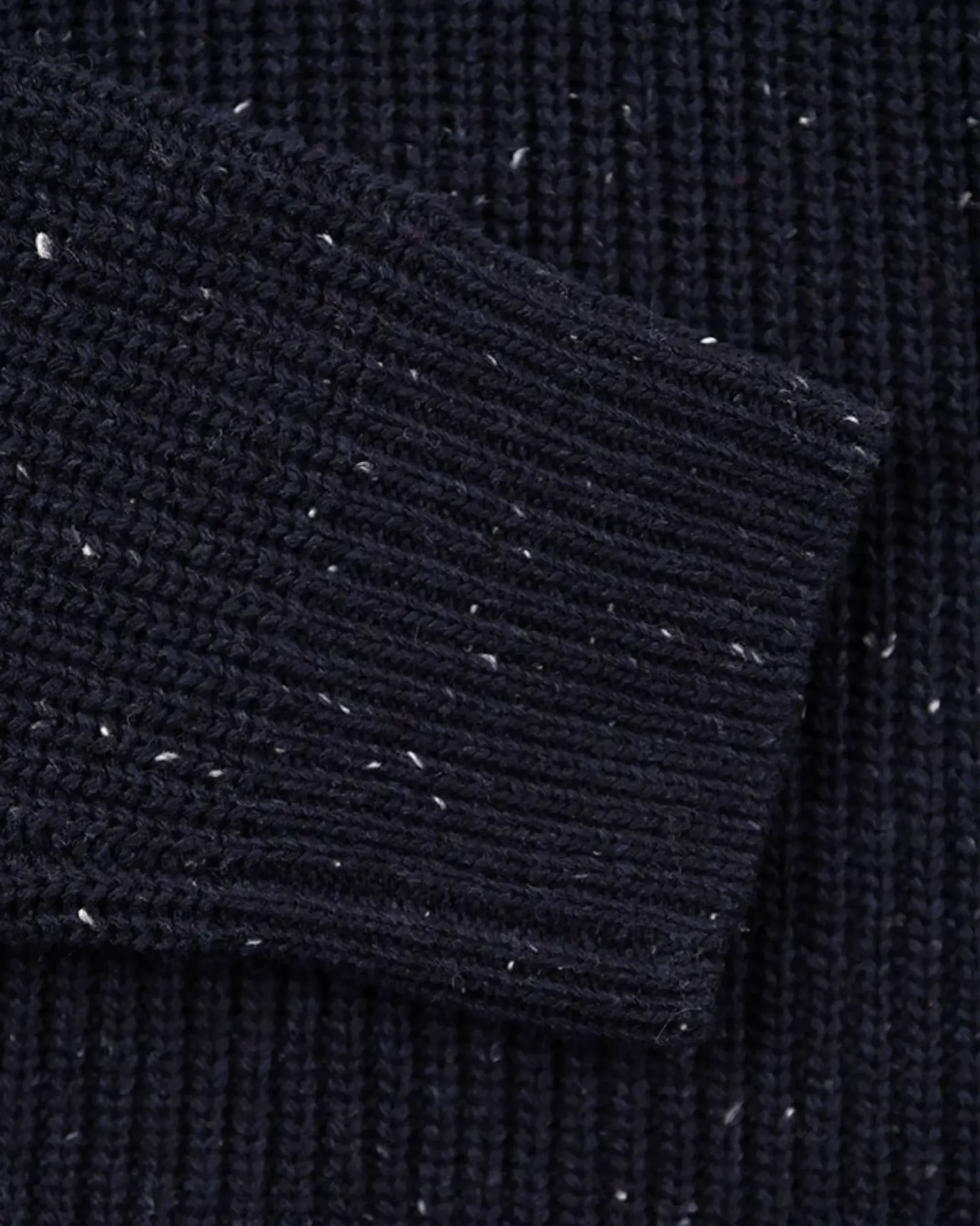 Pullover met halve rits van katoen en wol - Pitch navy