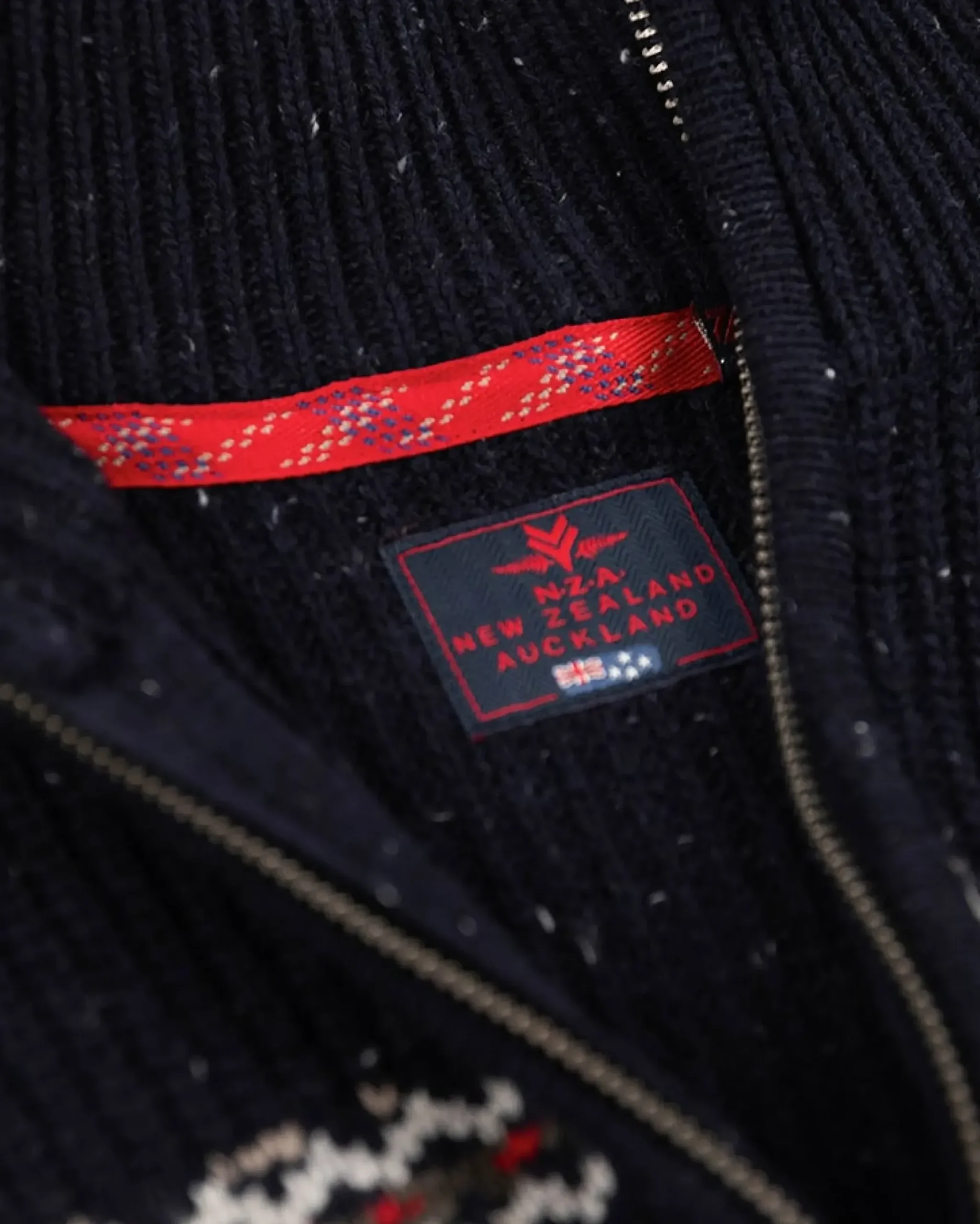 Pullover met halve rits van katoen en wol - Pitch navy