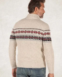 Pullover met halve rits van katoen en wol - Milky Ecru