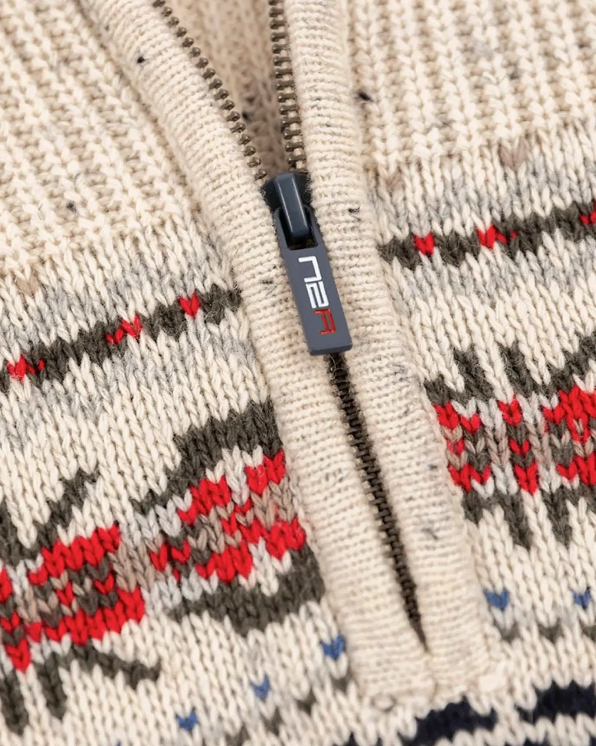 Pullover met halve rits van katoen en wol - Milky Ecru