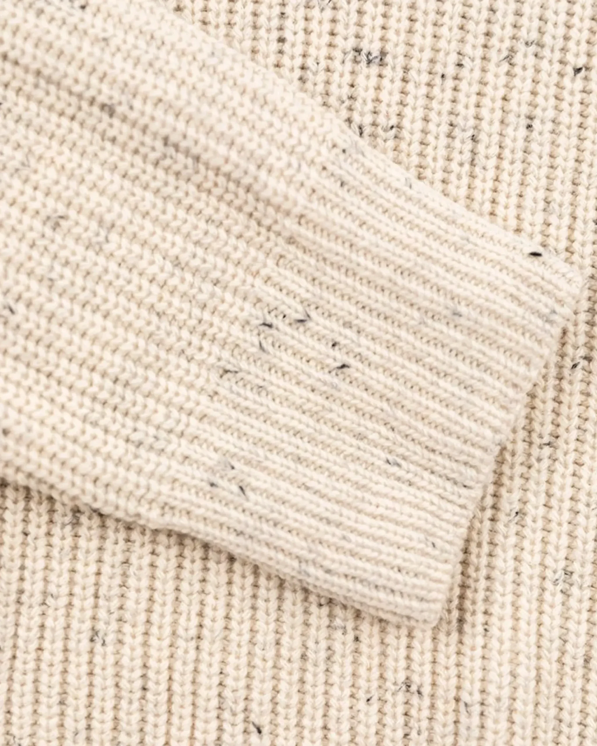 Pullover met halve rits van katoen en wol - Milky Ecru