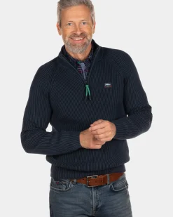 Ribgebreide blauwe trui Orauea - Steady Navy