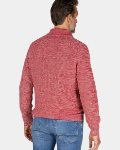 Rode katoenen trui met halve rits - Reed Red
