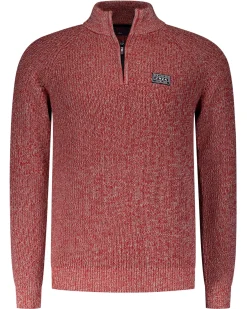 Rode katoenen trui met halve rits - Reed Red